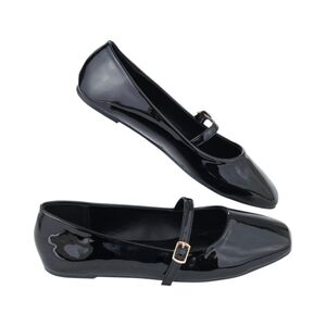 Black Patent Leatherette Mary Jane Flats